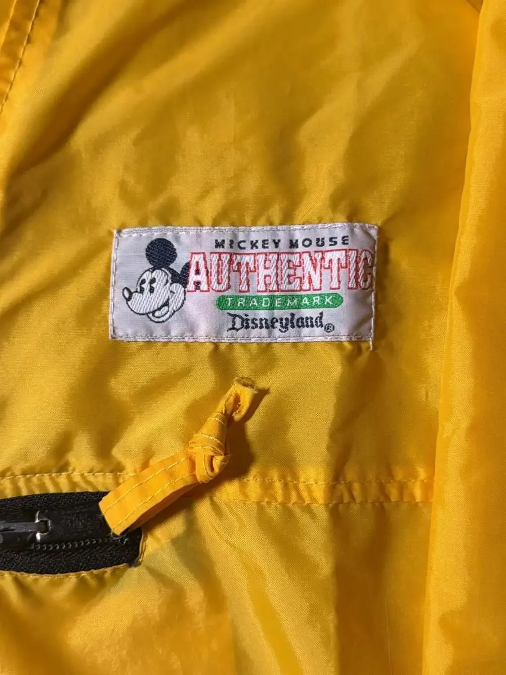 Vintage Disneyland Mickey Mouse Authentic Yellow Half-Zip Hooded Windbreaker